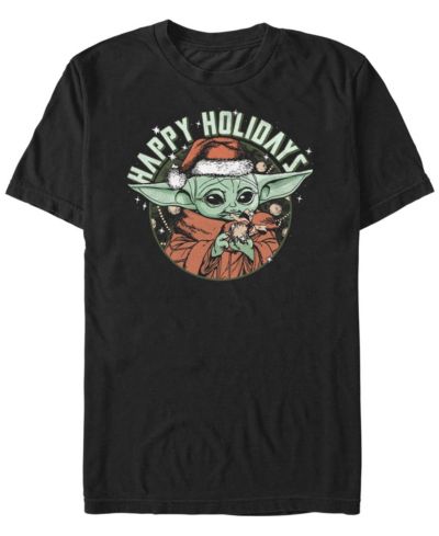 Fifth Sun Men's Star Wars Mandalorian Grogu Holidays Short Sleeves T-shirt