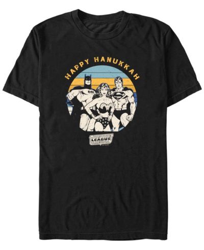 Fifth Sun Men's Justice League Retro Hanukkah Short Sleeves T-shirt