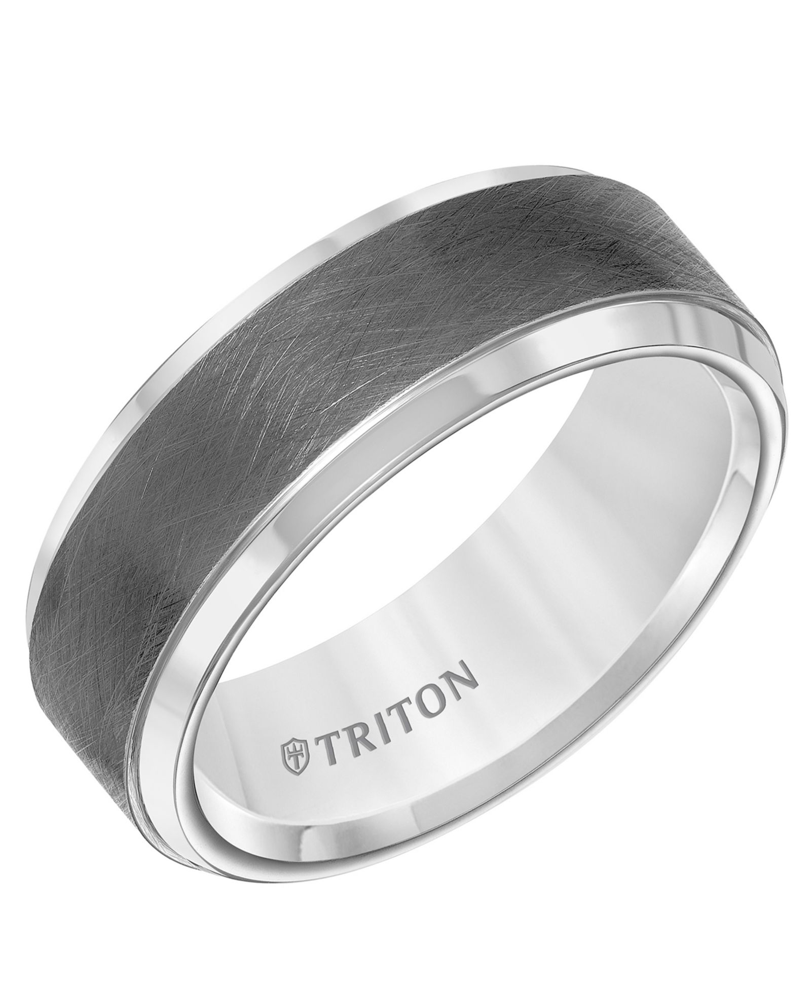 Обручальное кольцо Triton Men's Crystalline Finish Tungsten, белое и серое вольфрамовое карбидное