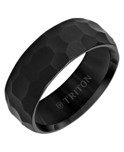 Мужское обручальное кольцо Triton Hammered Finish в черном вольфраме