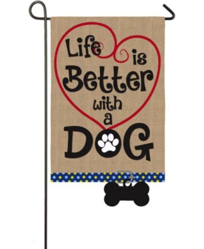 Evergreen Flag Life is Better with Dog Garden Burlap Flag