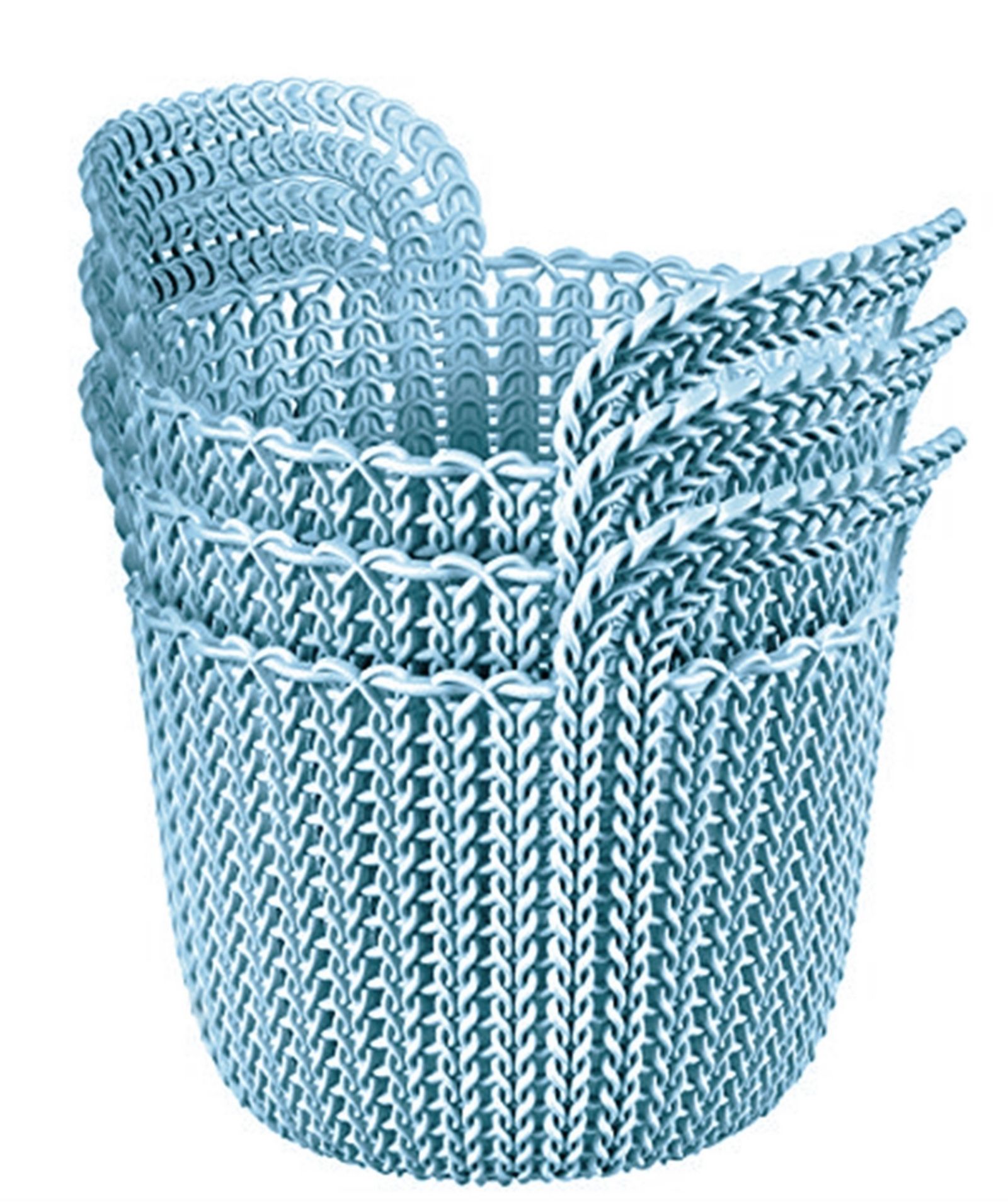 Набор корзин Keter 231981 Knit Round XS 3-Piece, Extra, Misty Blue