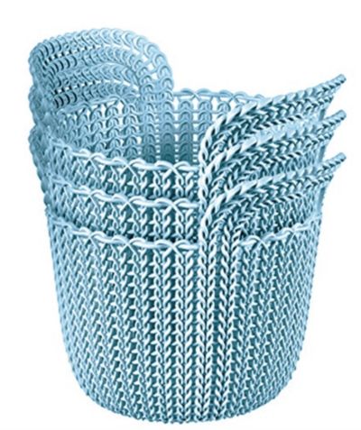 Набор корзин Keter 231981 Knit Round XS 3-Piece, Extra, Misty Blue
