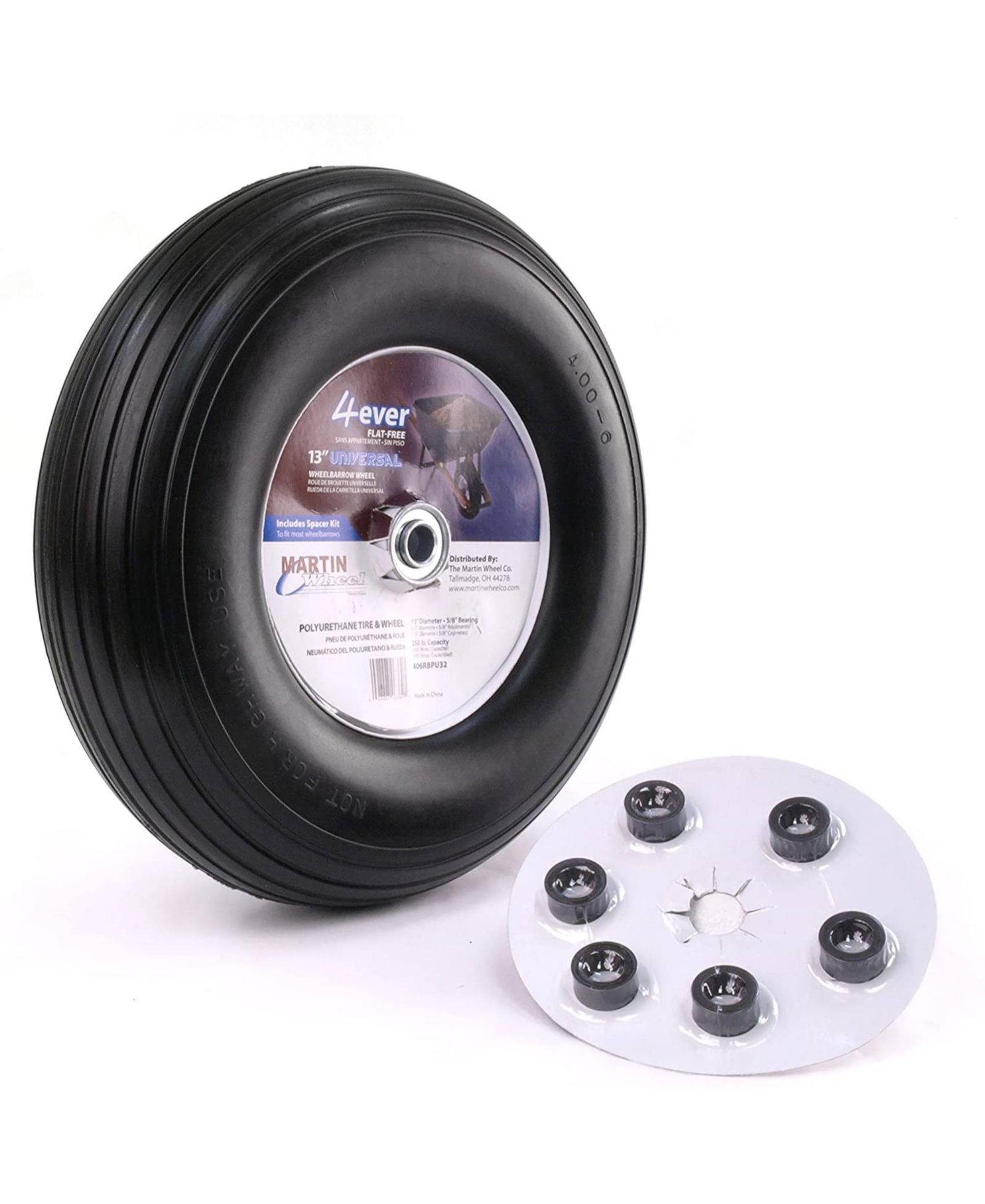 Martin Wheel колесо для тачки 400-6 13" Flat Free, Hub 6 x 5/8"
