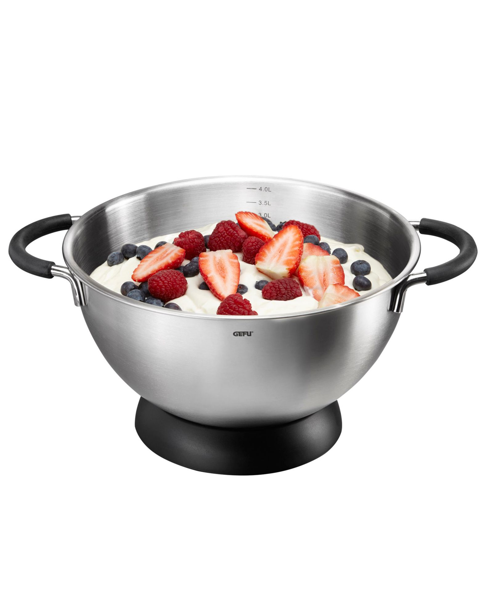 GEFU Stainless Steel 4.25 Quart Mixing Bowl with Silicone Base Ring