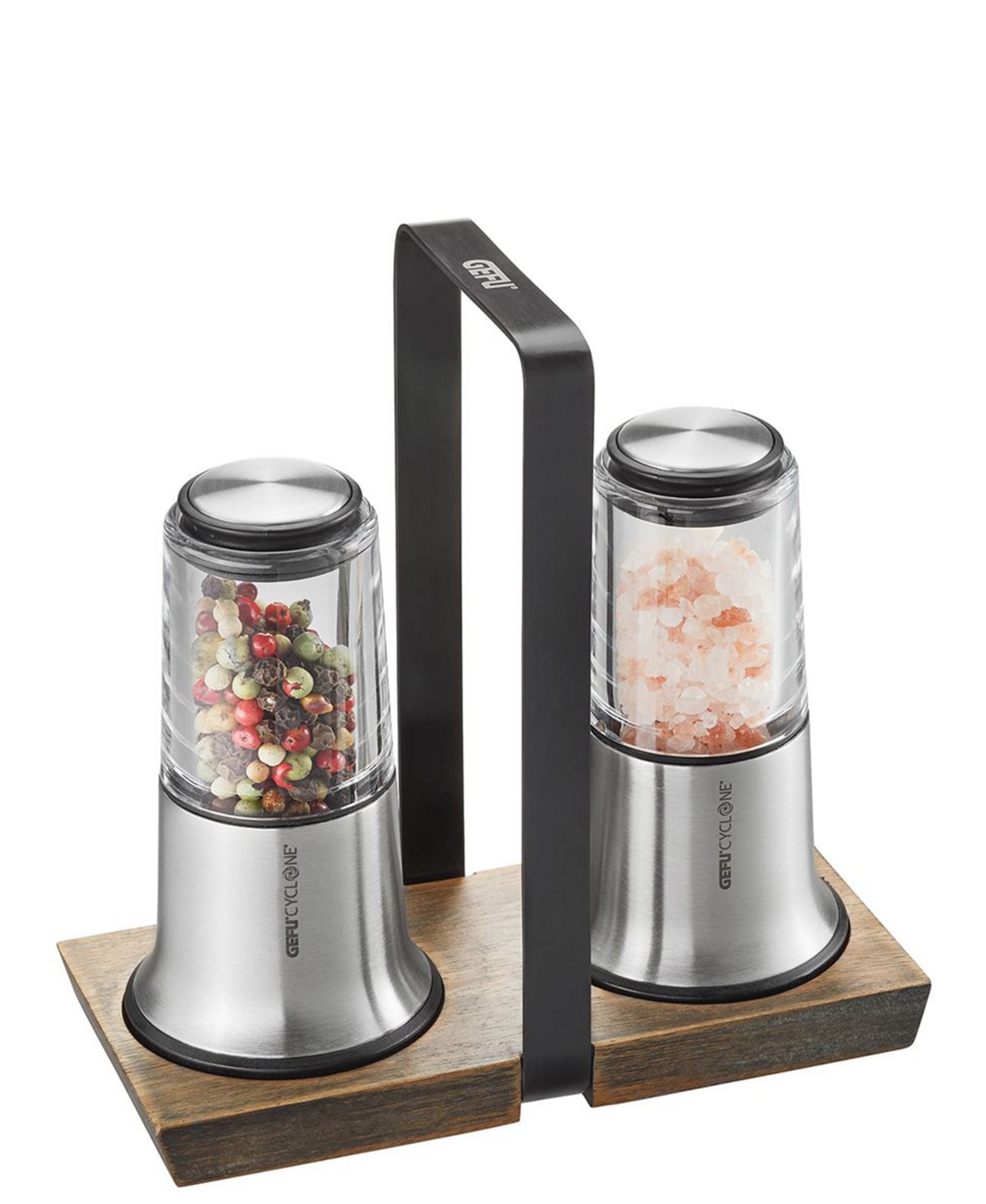 GEFU Stainless Steel With Ceramic Grinder Satin Finish Small  Salt and Pepper Mill Set
