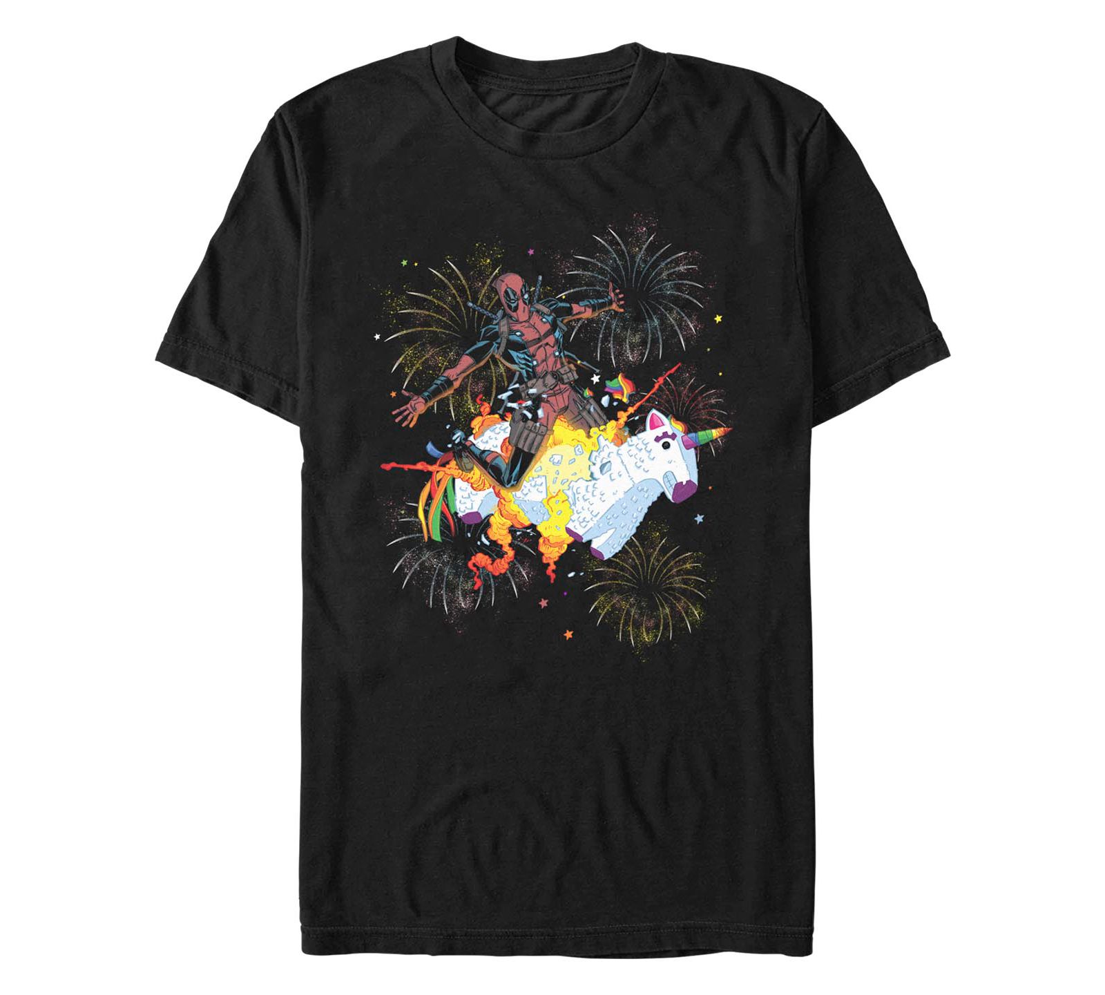 Fifth Sun Men's Unicorn Fireworks Short Sleeve T-shirt