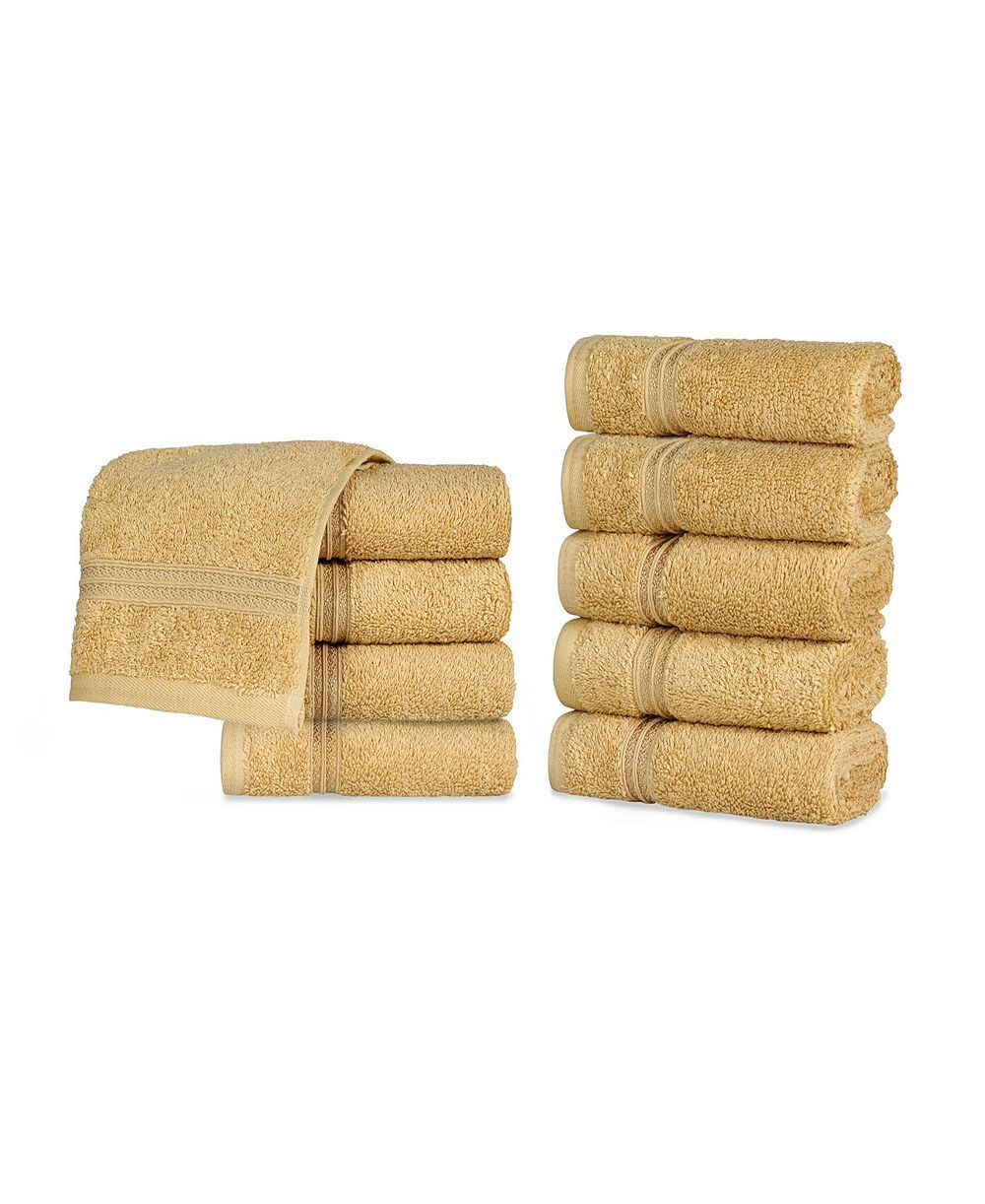 Superior Solid Quick Drying 100% Egyptian Cotton 10-Pc Washcloth Set