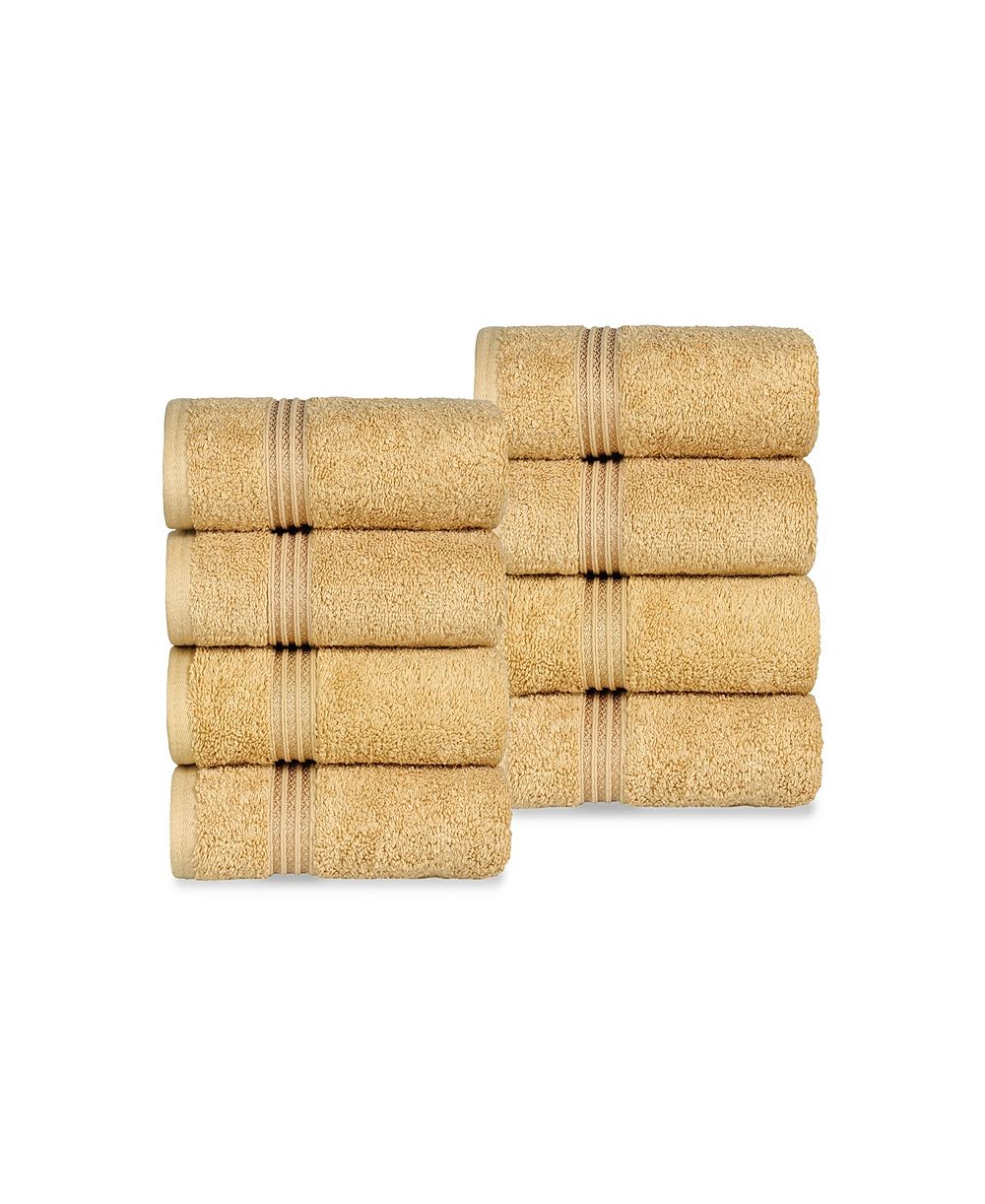 Superior Solid Quick Drying 100% Egyptian Cotton 8-Pc Hand Towel Set