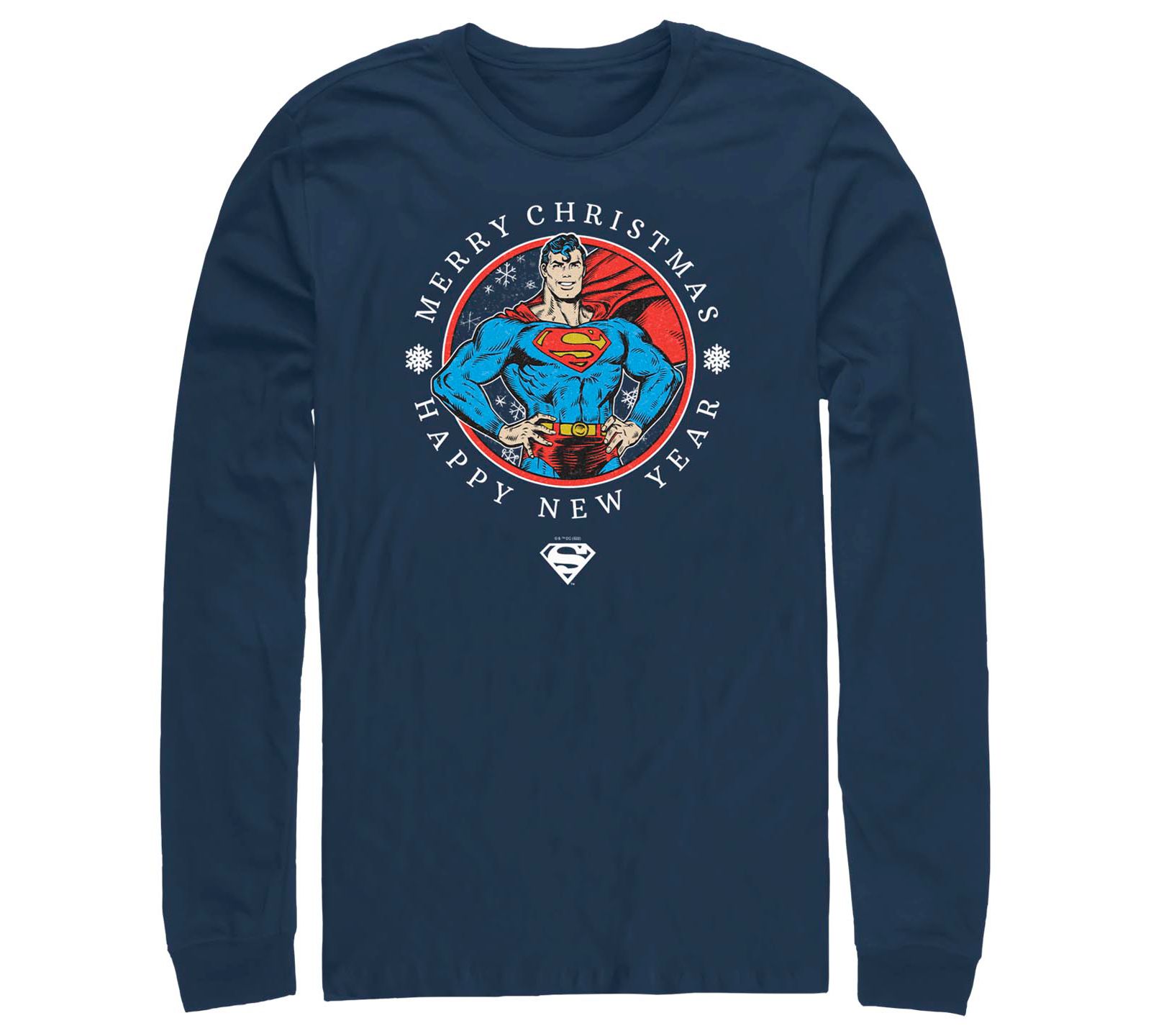 Fifth Sun Men's Superman Christmas Badge Long Sleeves T-shirt