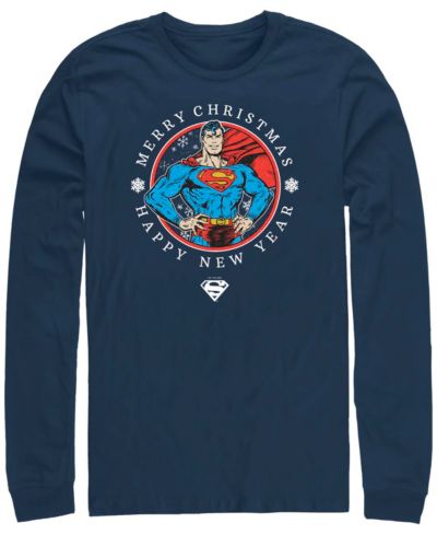 Fifth Sun Men's Superman Christmas Badge Long Sleeves T-shirt