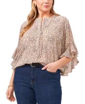 Vince Camuto Plus Size блузка с леопардовым принтом и воланами