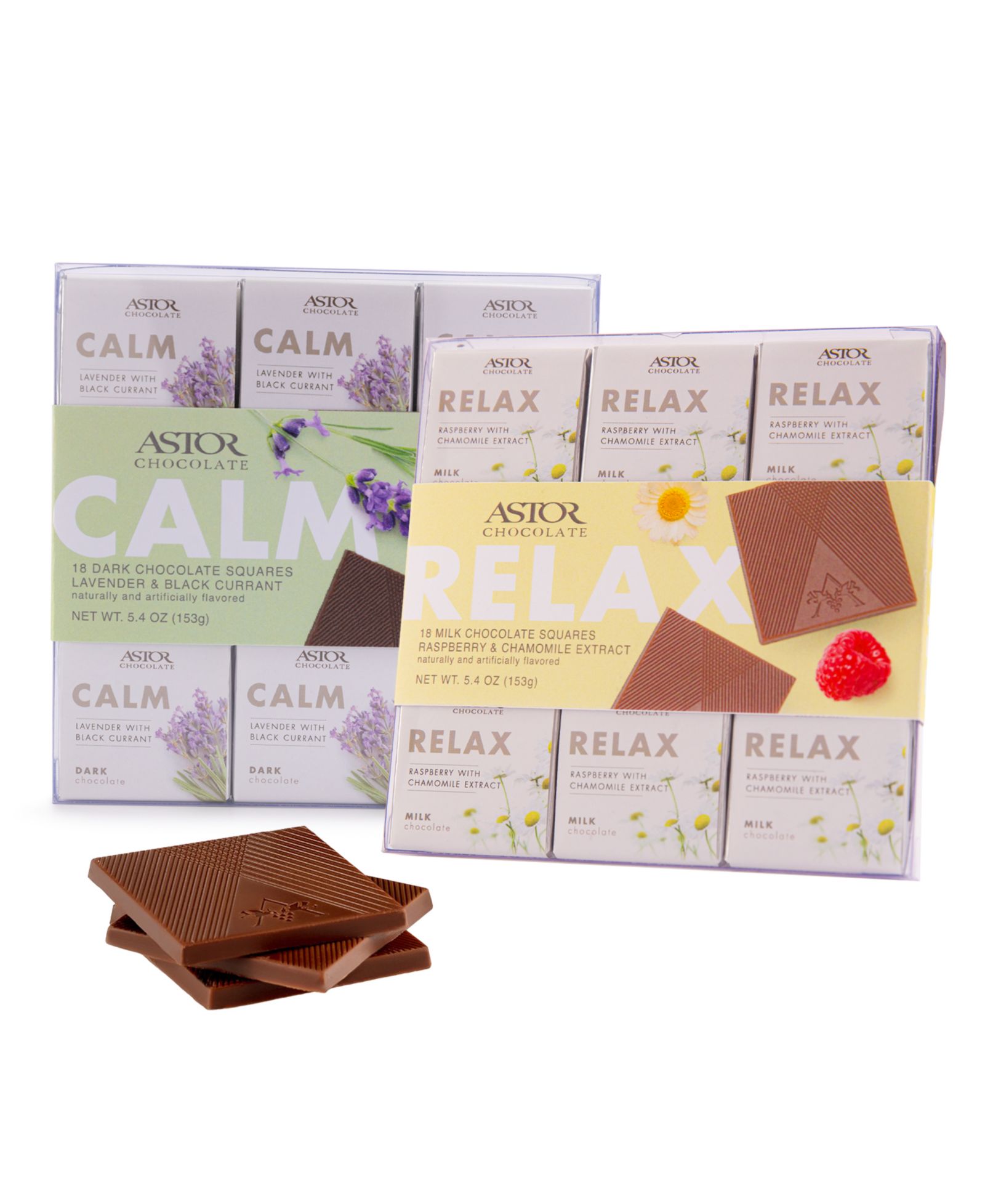 Astor Chocolate Набор травяного дуэта Chocolate с шоколадными квадратами Relax and Calm, 2 шт., 36 шт.