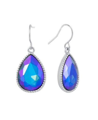Macy's Pear Shape Crystal Drop Earrings (7/25 ct. t.w.) in Fine Silver Plated Brass