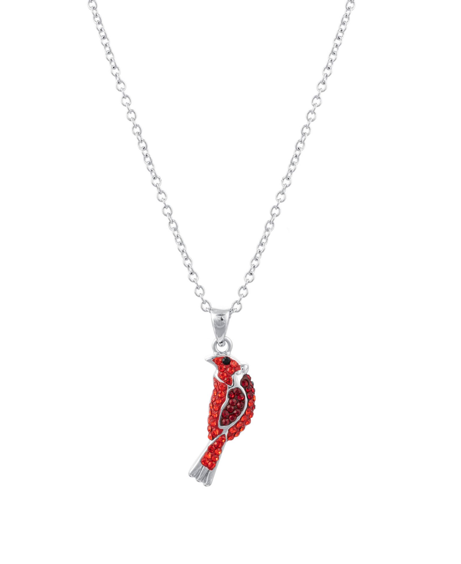 Ожерелье Macy's Red and White Crystal Cardinal in Fine Silver Plated Brass