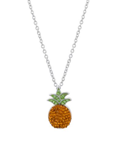 Macy's Yellow and Green Crystal Pineapple Necklace (17/25 ct. t.w.) в Fine Silver Plated Brass