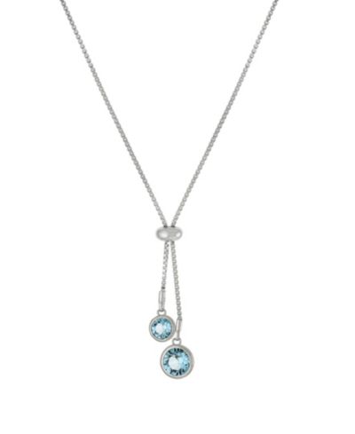 Ожерелье Macy's Crystal 30" Adjustable Box Chain Fine Silver Plated Brass