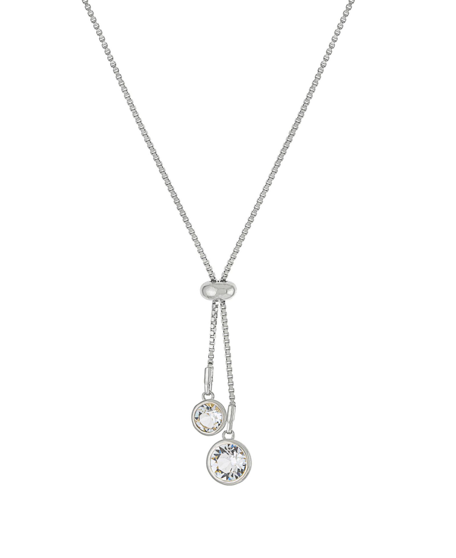 Ожерелье Macy's Crystal 30" Adjustable Box Chain Fine Silver Plated Brass