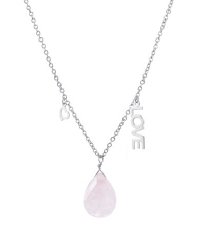 Ожерелье Macy's Rose Quartz Pear Shape Bead 16mm Love Charm в серебряном напылении