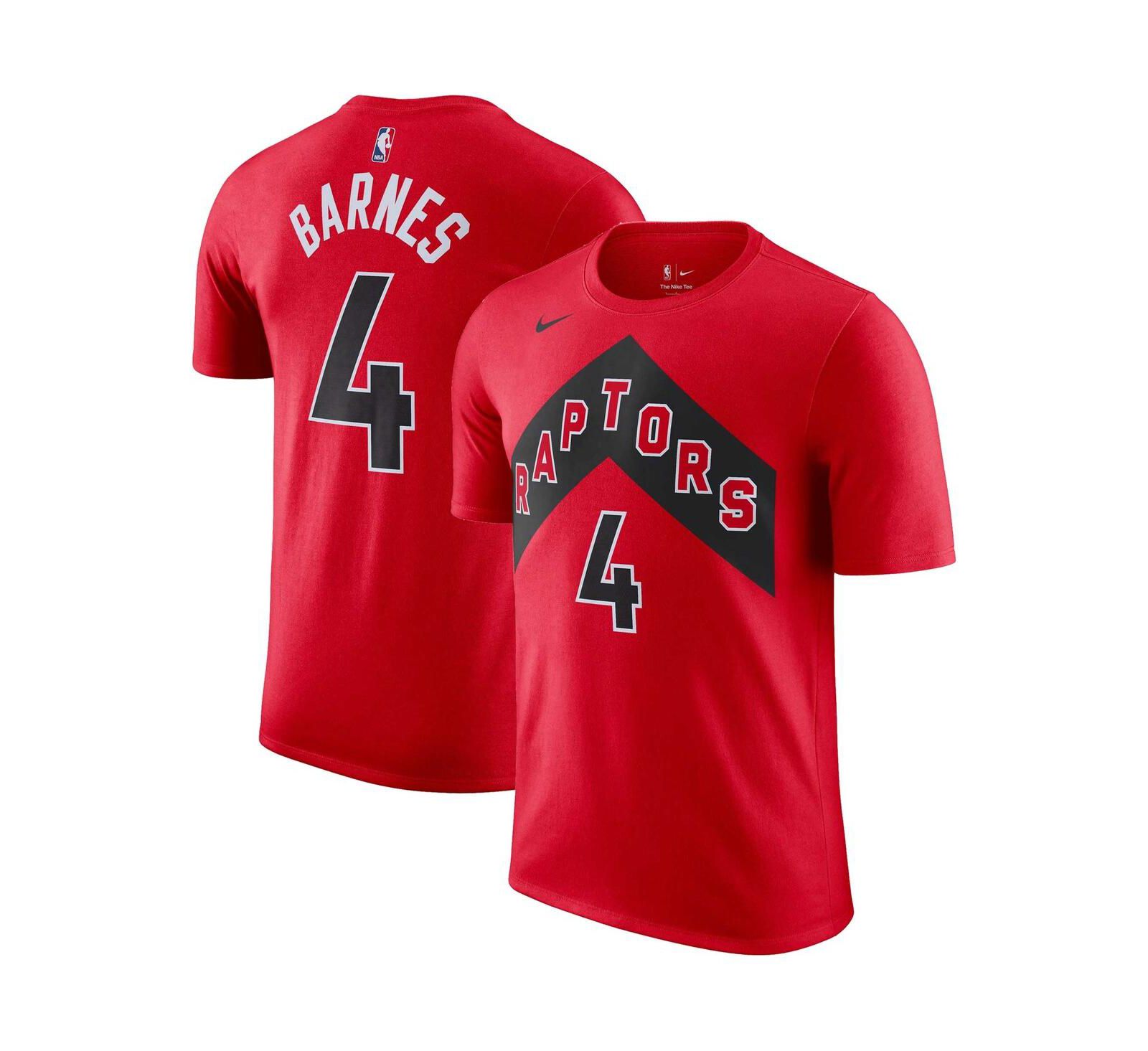 Men's Nike Scottie Barnes Red Toronto Raptors Icon 2022/23 Name and Number Performance T-shirt