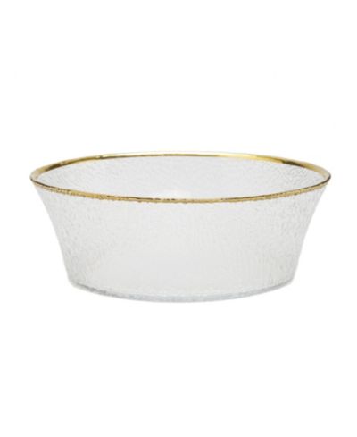 Classic Touch Pebbled Glass Bowl Raised Rim with Border