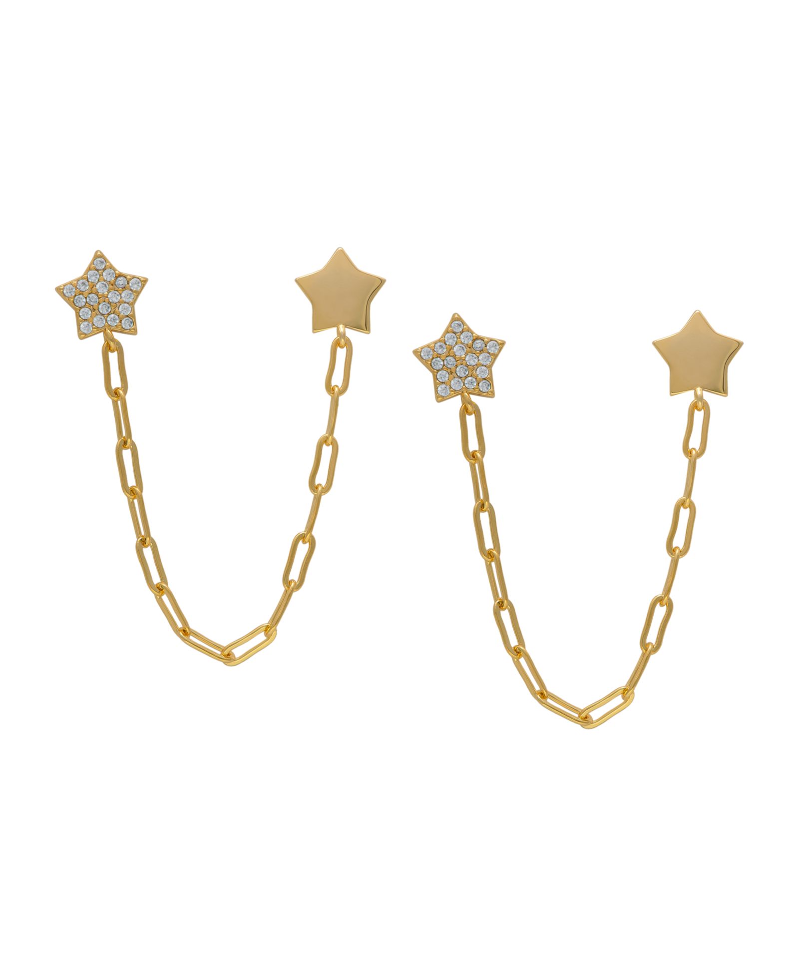Серьги-подвески Macy's с двойной звездой и цепочкой, кубический цирконий