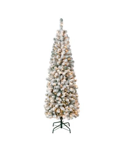 Елка National Tree Company First Traditions 6' Acacia Pencil Slim Flocked с прозрачными огнями