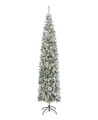 National Tree Company First Traditions 7.5' Acacia Pencil Slim Flocked Tree с прозрачными огнями