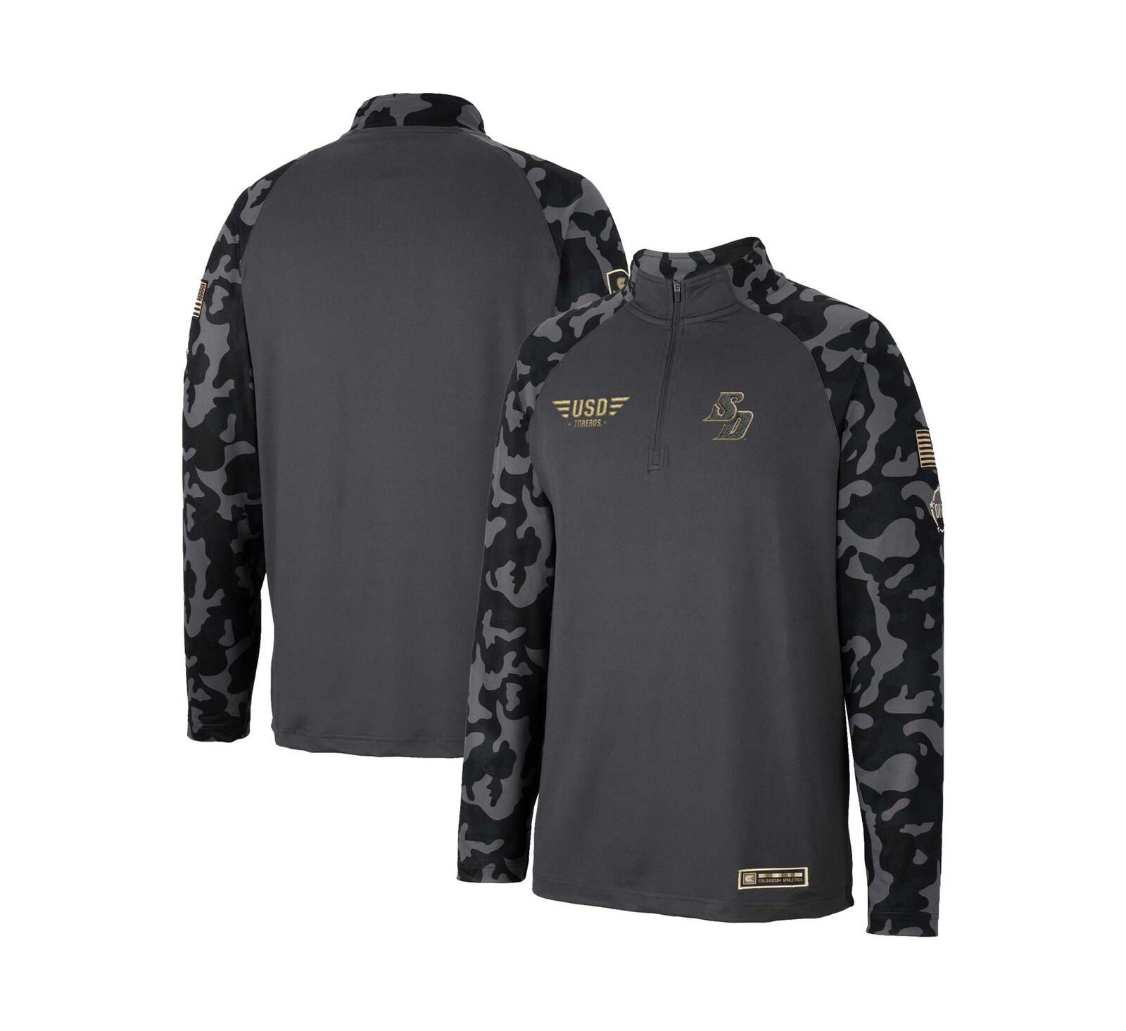 Мужская куртка Colosseum Charcoal San Diego Toreros OHT Military-Inspired Appreciation Long Range Raglan Quarter-Zip