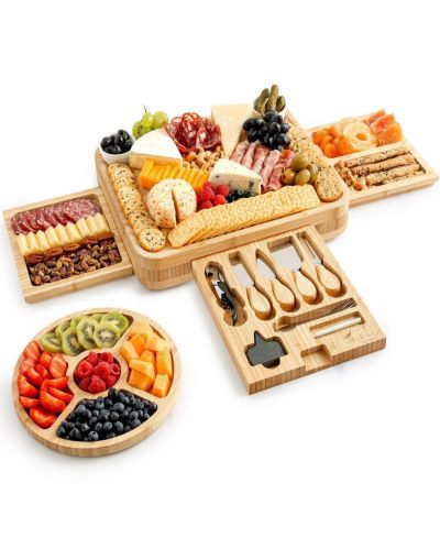 Набор досок для сыра Zulay Kitchen Premium Bamboo с набором из 4 ножей