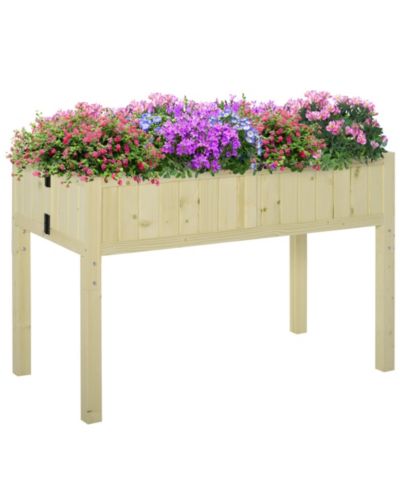 Outdoor Patio  Backyard Plant Box w/ Included Inner Liner, Wood
