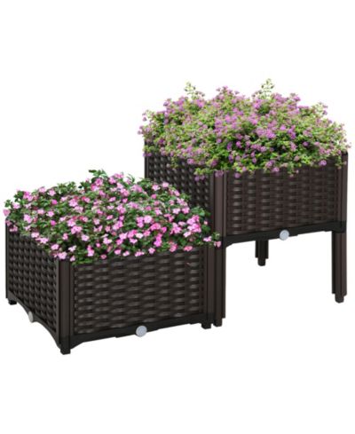 Outsunny 2-Piece Raised Garden Bed with Self-Watering Design,