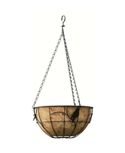 Panacea Coco Liner Hanging Bird Basket, Black, 14