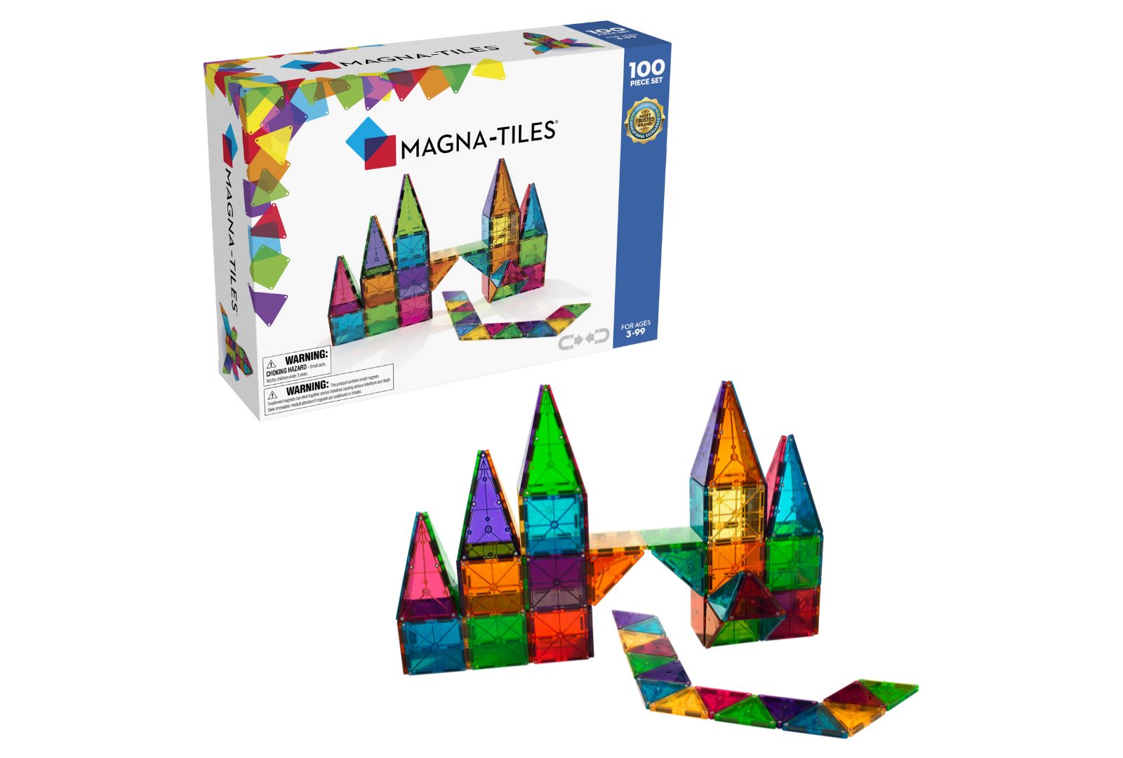Magna-tiles Classic 100-Piece Magnetic Construction Set, Ages 3+