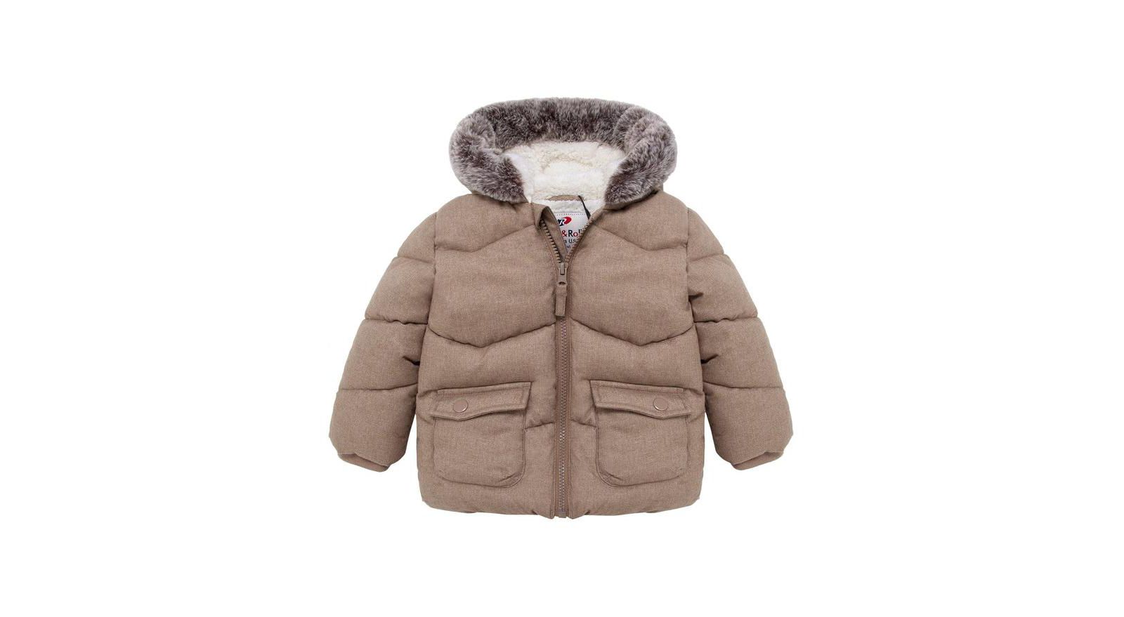 Rokka&Rolla Baby Boys Sherpa Lined Puffer Jacket Warm Winter Coat with Hood for Newborn