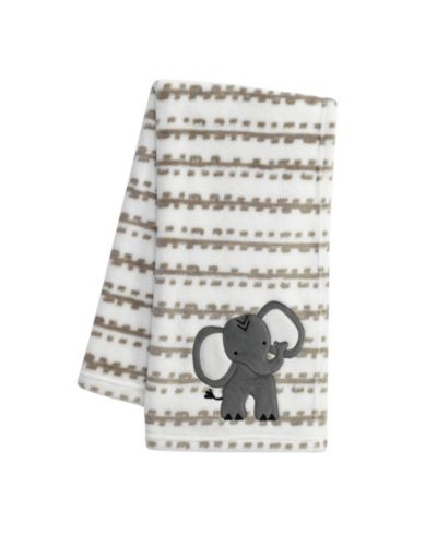 Lambs & Ivy Baby Lambs and Ivy Jungle Safari White/Tan Plush Minky Elephant Nursery Blanket