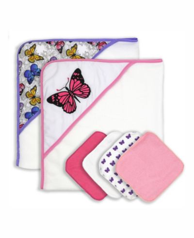Набор полотенец и салфеток для малышей 3 Stories Trading Baby Girls Hooded Towels and Washcloths, 6 Piece Set