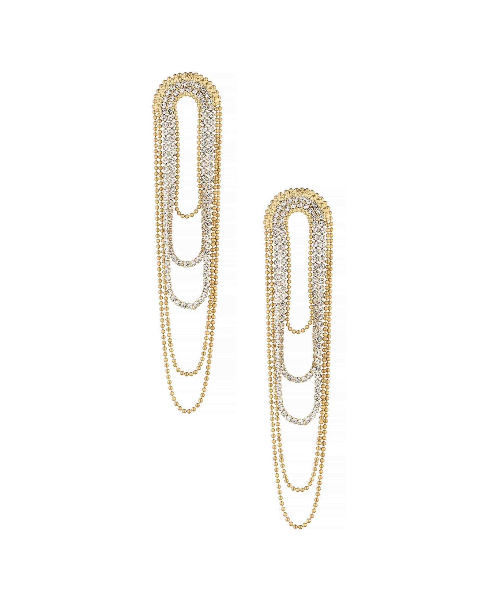 ETTIKA Серьги с кристаллами и петлевой цепью, 18K Gold Plating