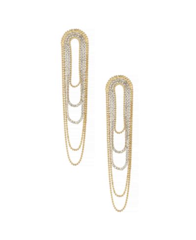 ETTIKA Серьги с кристаллами и петлевой цепью, 18K Gold Plating