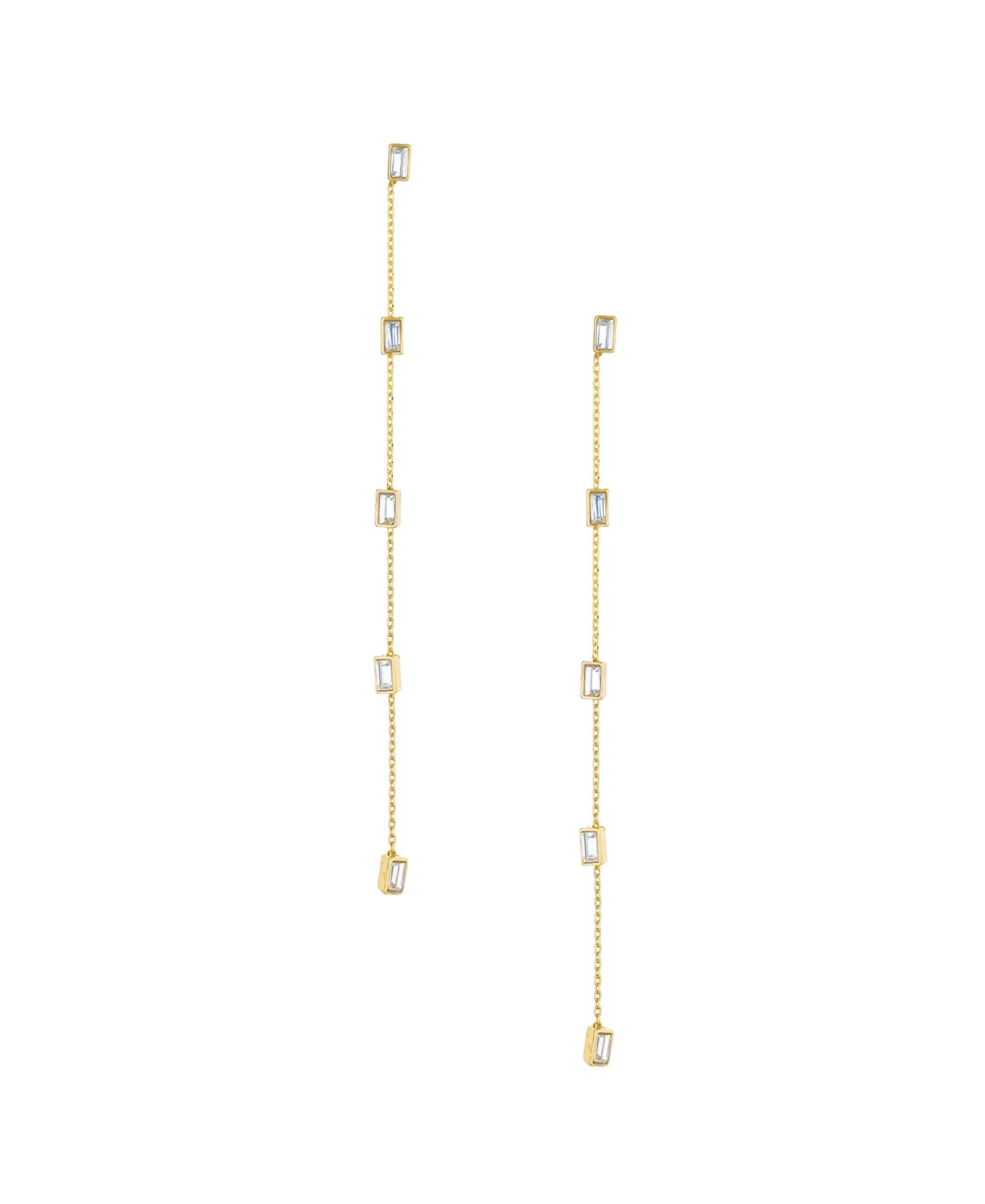 ETTIKA Linear Baguette Earrings in 18K Gold Plating