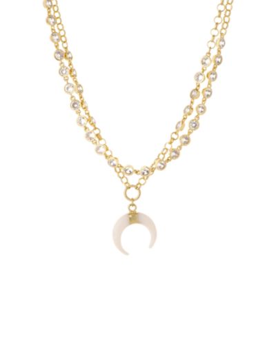 ETTIKA Crystal Dotted Horn Necklace in 18K Gold Plating Set, 2 Piece