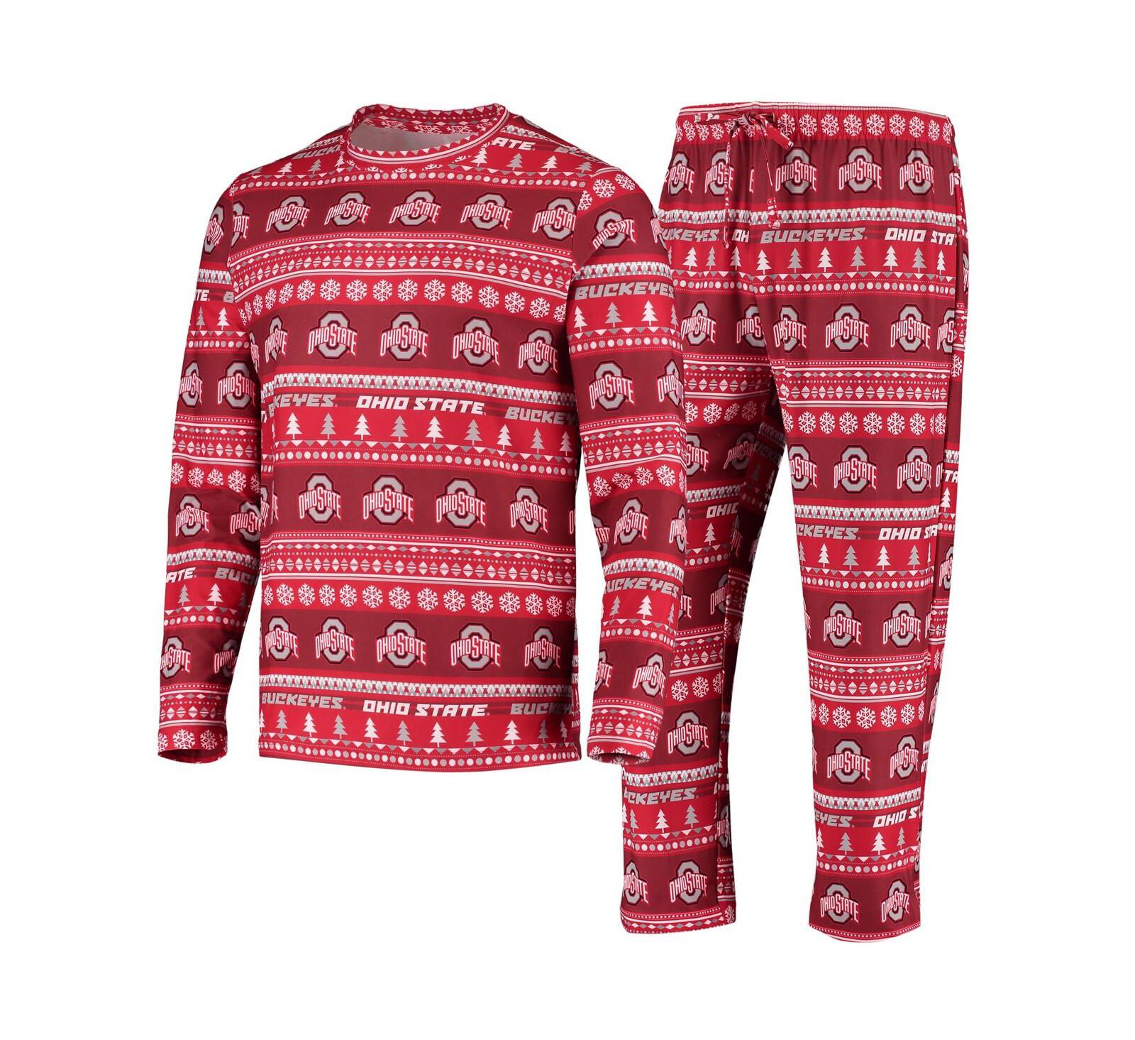 Men's Concepts Sport Scarlet Ohio State Buckeyes Ugly Sweater Knit Long Sleeve Top and Pant Set