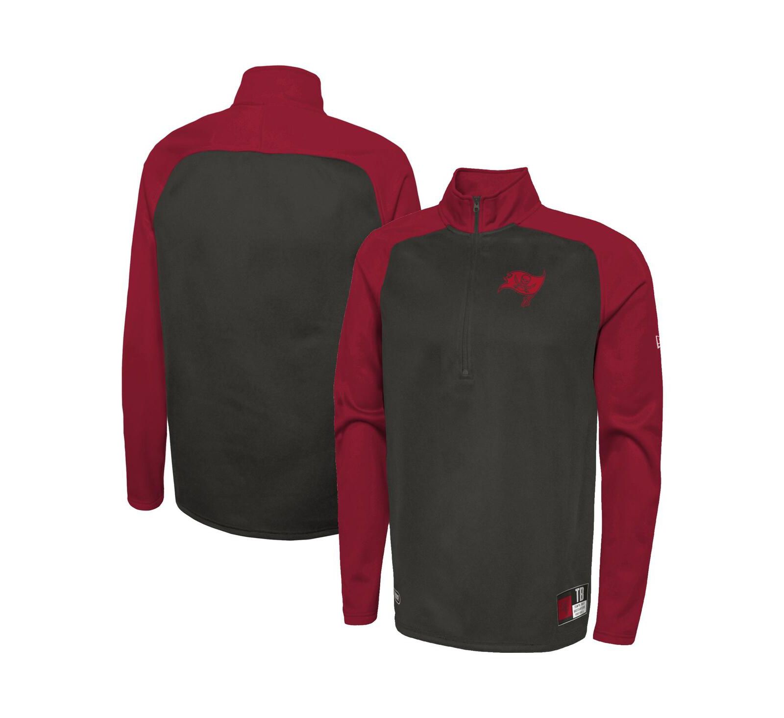 Men's New Era Black Tampa Bay Buccaneers Combine Authentic O-Line Raglan Half-Zip Jacket