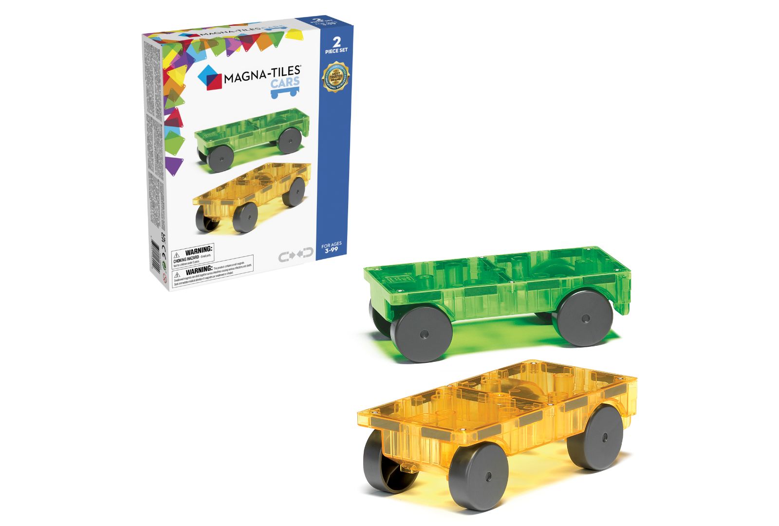Magna-Tiles Cars Magnetic Wheeled 2-Piece Building Set, Ages 3+