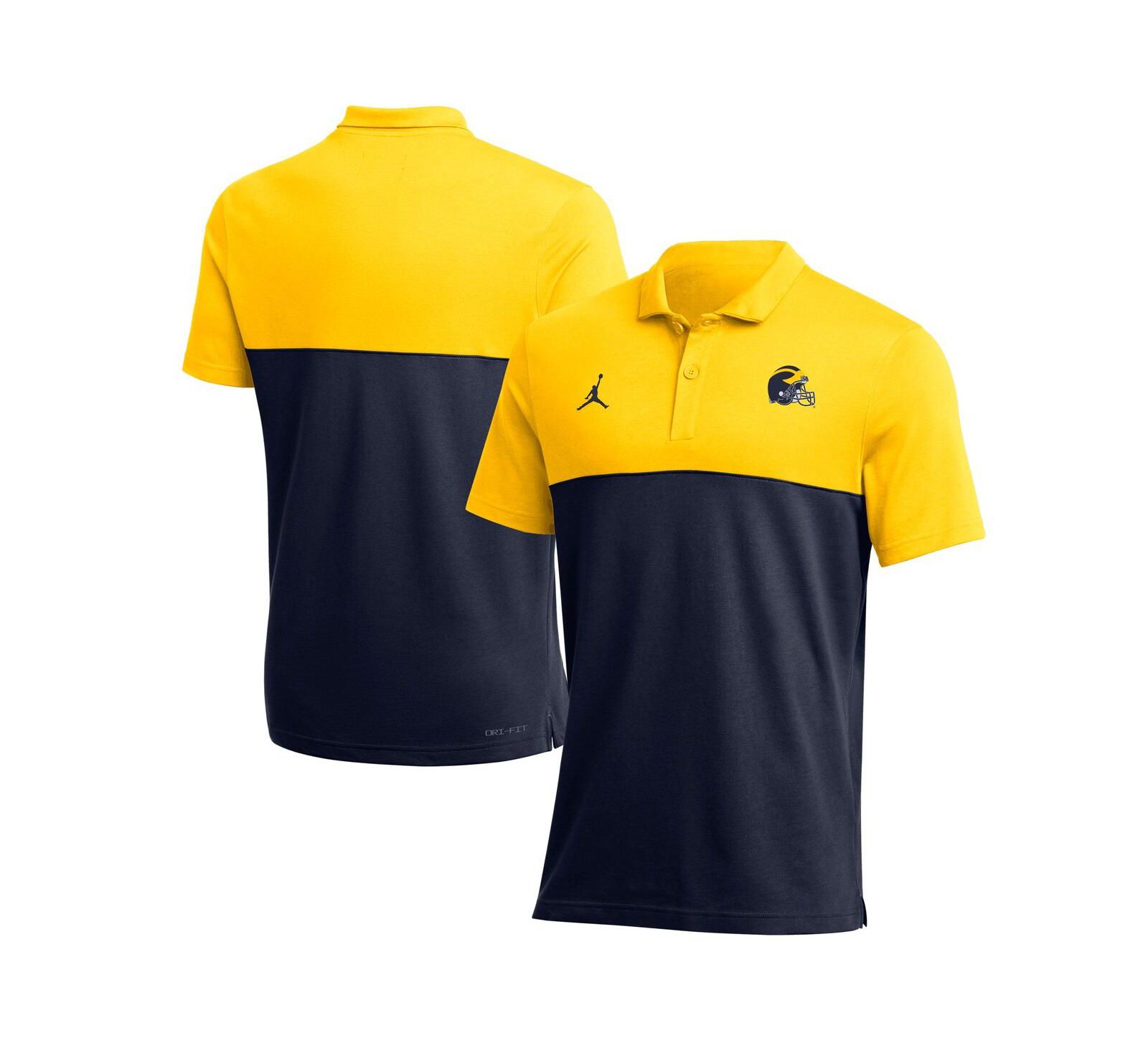 Мужская polo рубашка Jordan Maize Michigan Wolverines 2022 Coaches Performance