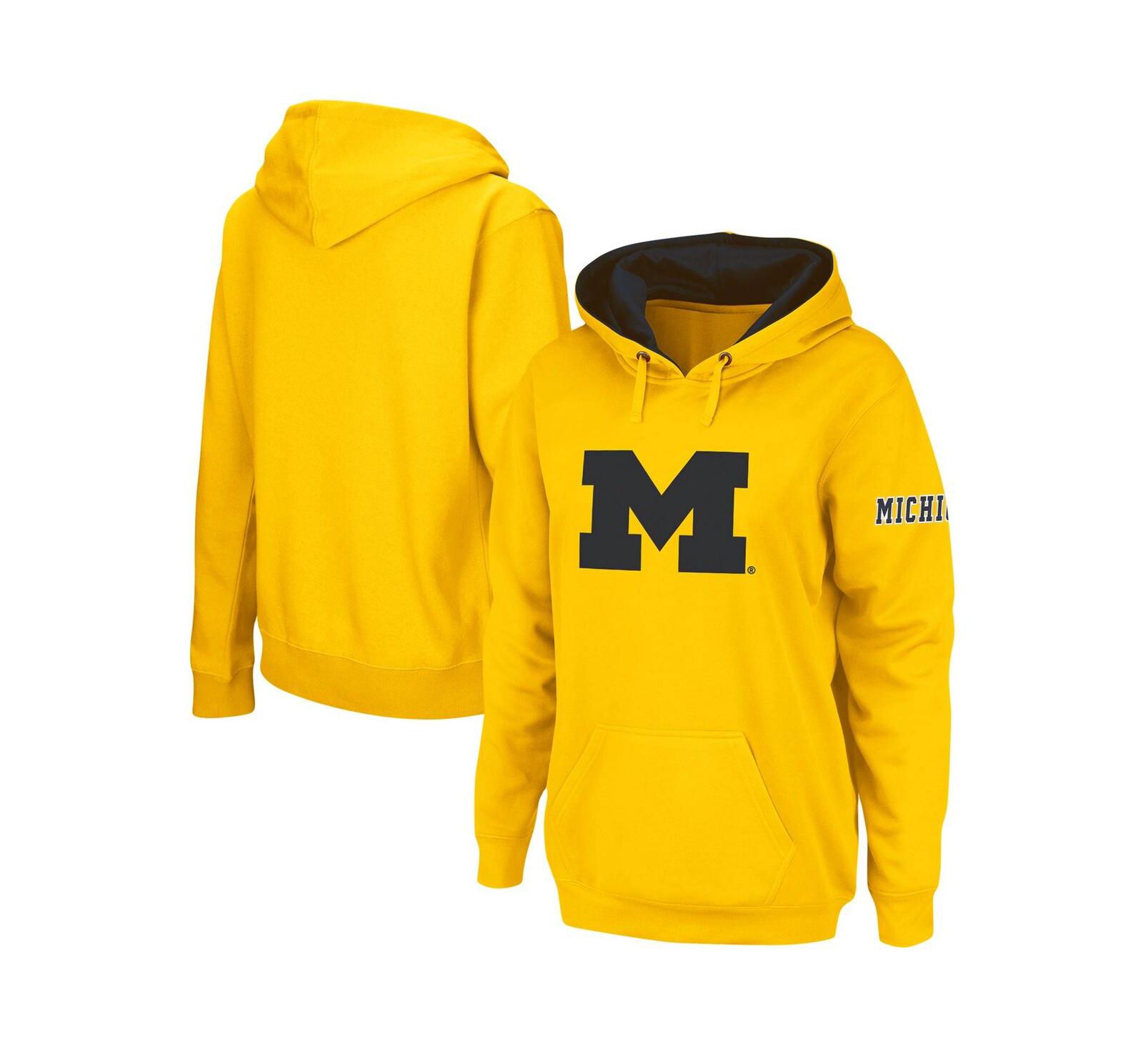 Женский Maize Michigan Wolverines Team Big Logo Pullover Hoodie