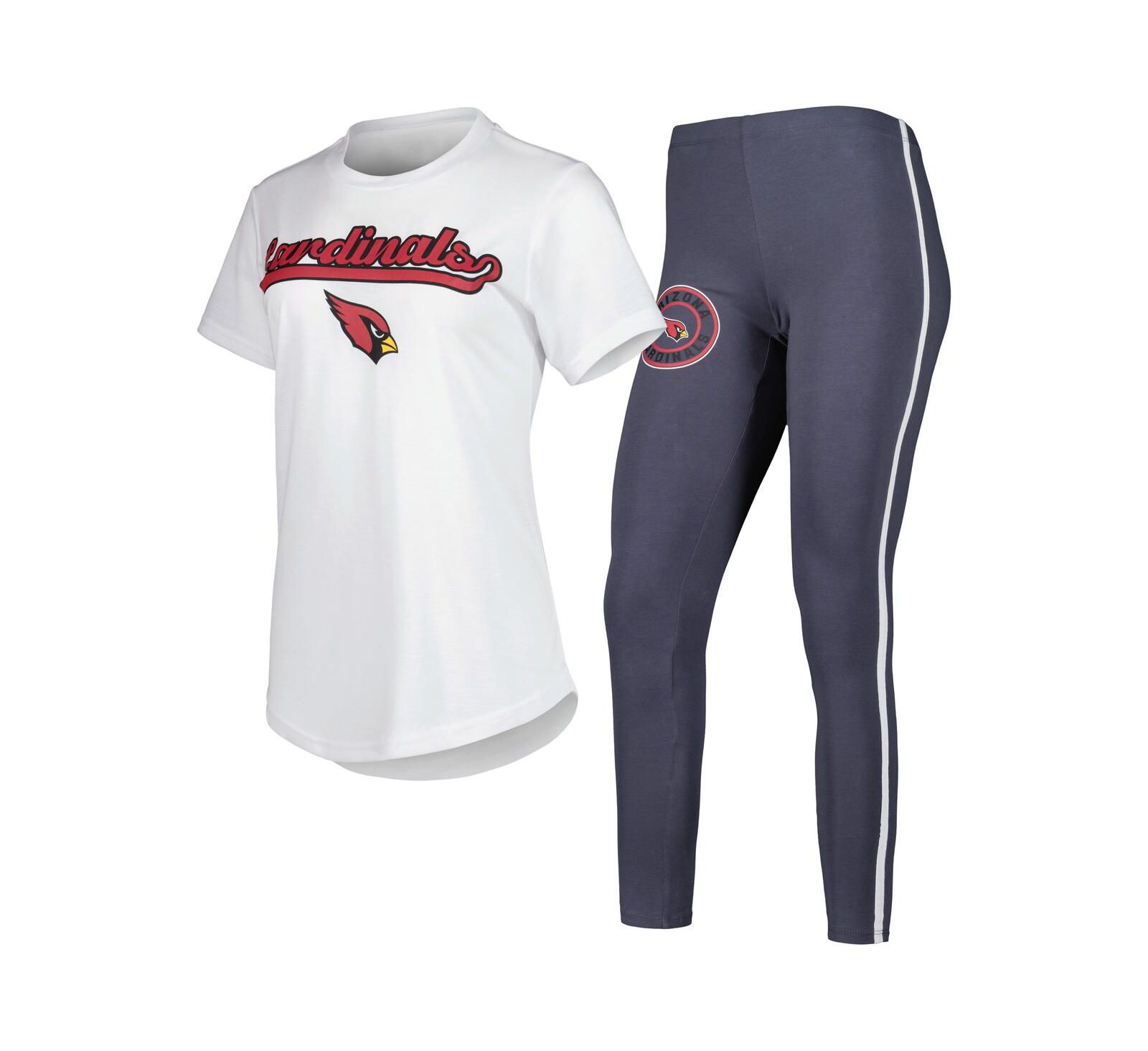 Женский комплект Concepts Sport White, Charcoal Arizona Cardinals Sonata T-shirt и Leggings Sleep Set