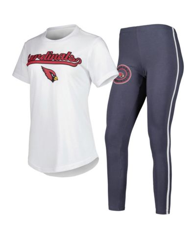 Женский комплект Concepts Sport White, Charcoal Arizona Cardinals Sonata T-shirt и Leggings Sleep Set