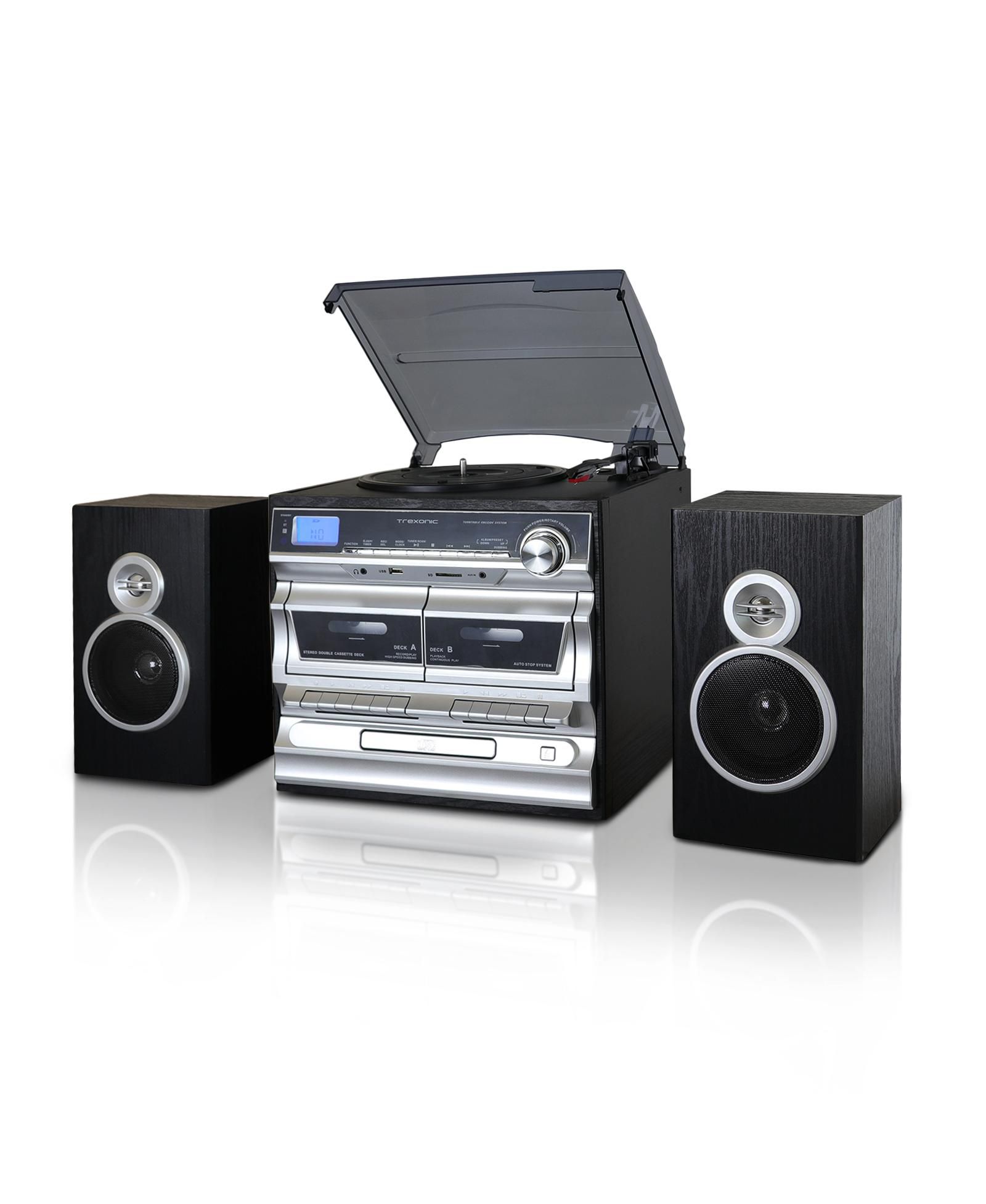 Домашняя стереосистема Trexonic с виниловым проигрывателем и CD-плеером (3 скорости)