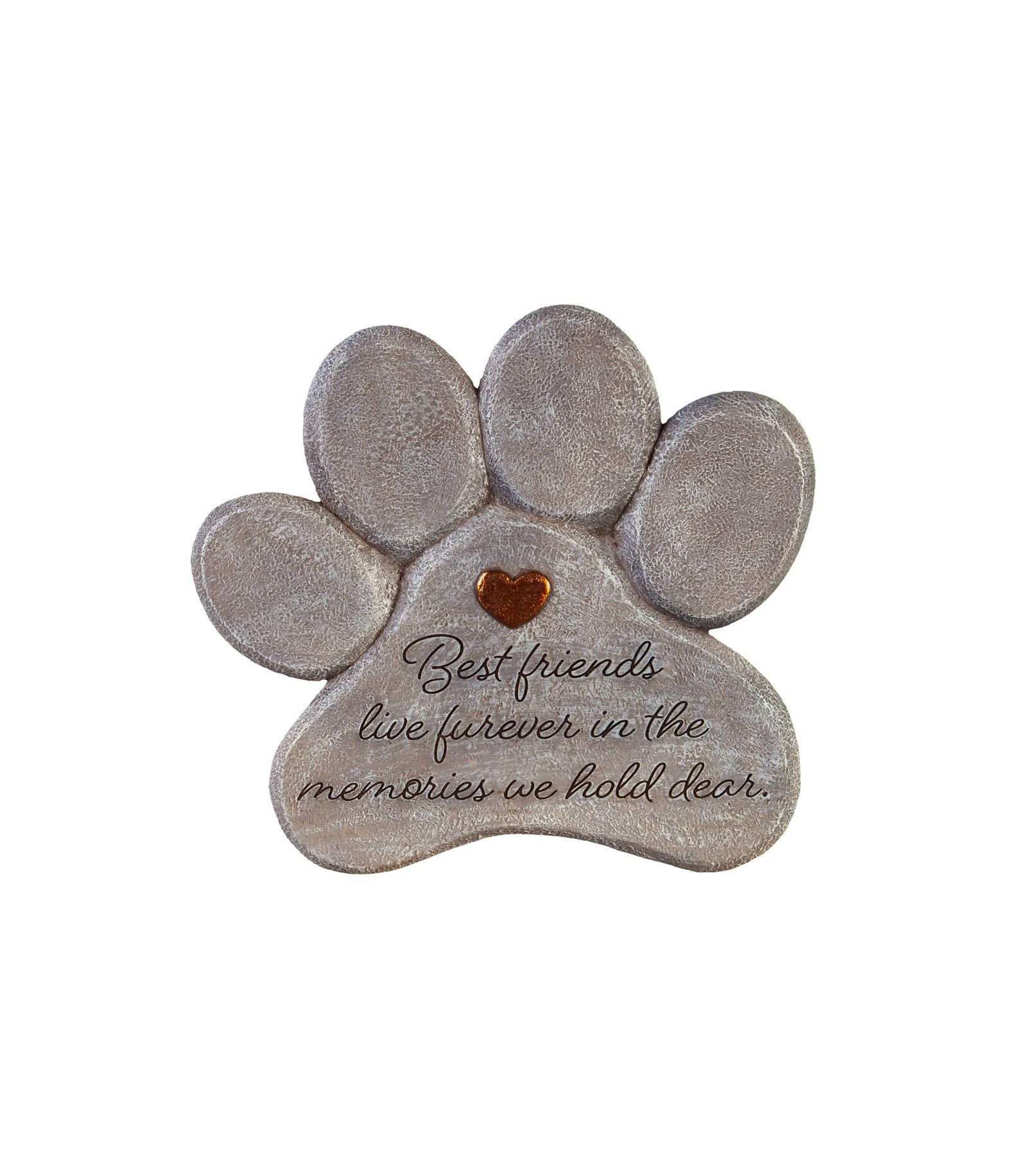 Evergreen 11" Paw Shaped Pet Memorial Garden Stone, Best Friends Live Forever
